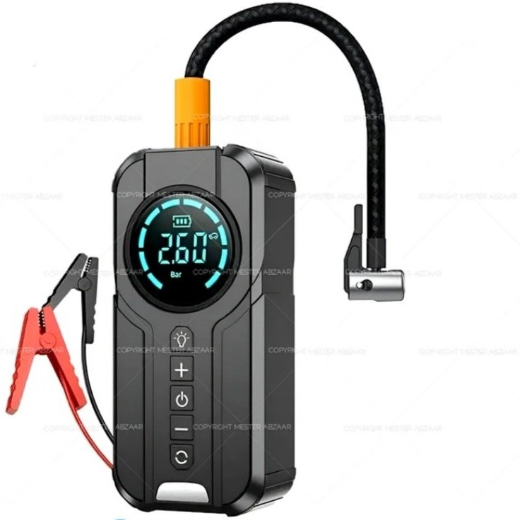 پمپ باد و جامپ استارتر شارژی چندکاره خودرو اتوماتیک با قطع کن دیجیتال های مک برند Himk مدل MK-326