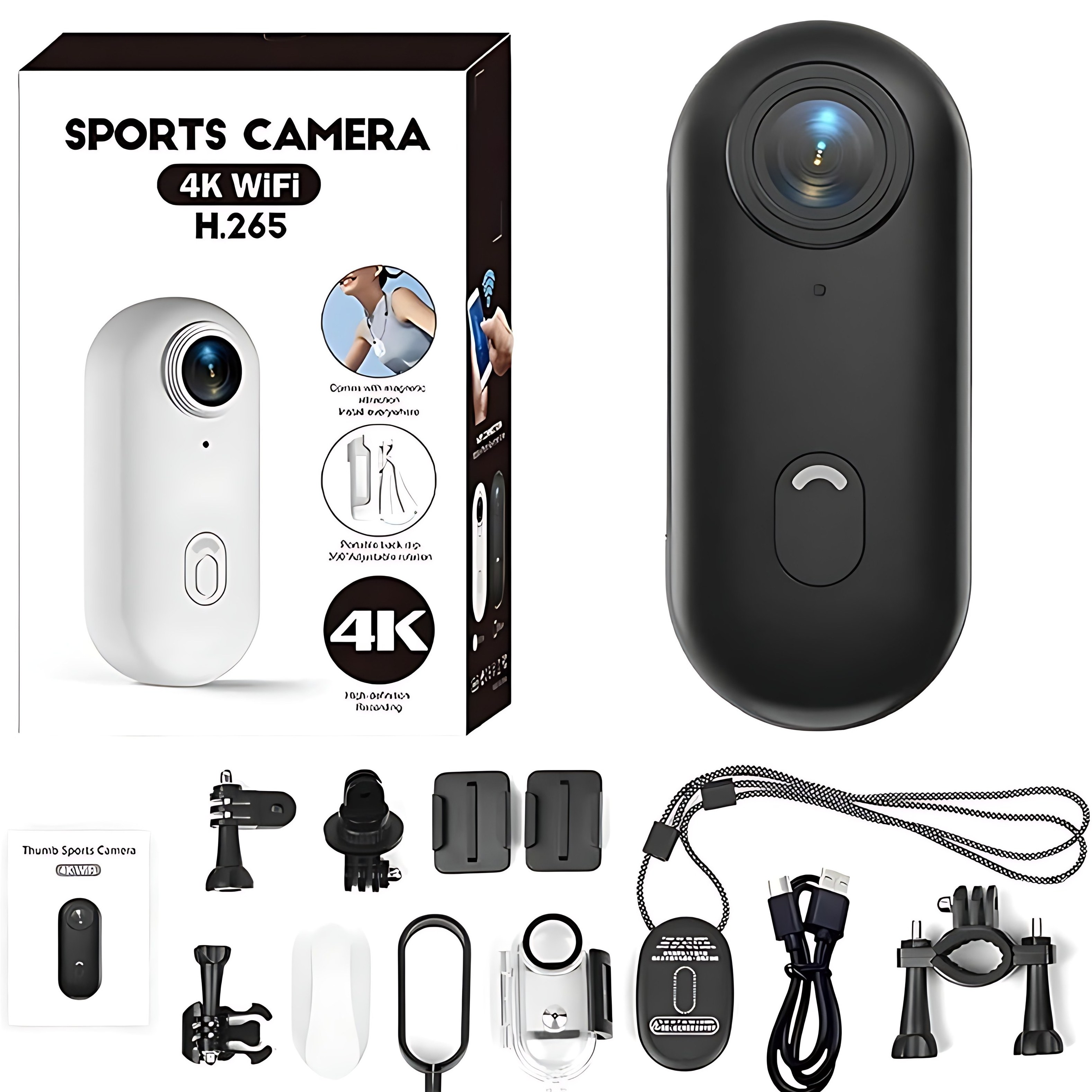 دوربین اکشن ورزشی مدل Sport Camera 4K H.265 پک کامل - مشکی